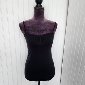 Guess Woman Sz M/L Sleeveless Tank Top Shirt Black Stretch Nylon